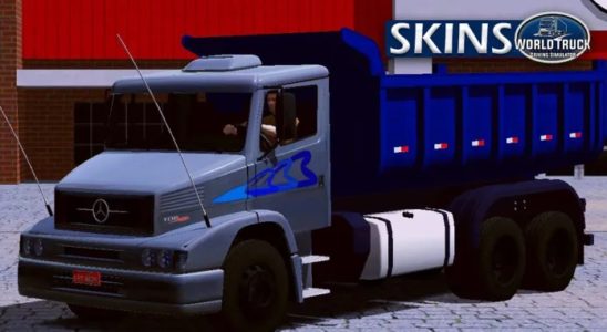 Skin MB 1620 Cinza com Faixa azul na Caçamba – Exclusivo e Qualificado